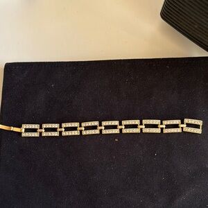 J Crew rectangle link bracelet. Gold with clear stone.